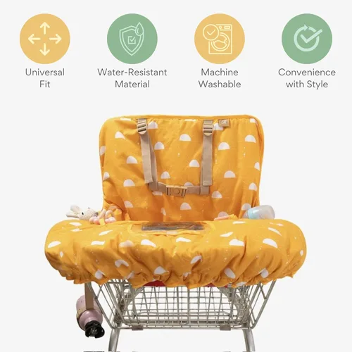 Miniatura 7 de Funda para carrito de compras y silla alta 2 en 1, resistente al agua, acolchado, con bolsa para teléfono, bucles para juguetes y protección