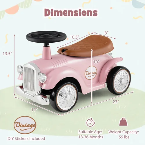 Miniatura 9 de HONEY JOY Coche de Paseo Infantil, Juguetes de Montar al Aire Libre para Niños Pequeños con Volante, Claxon y Almacenamiento, Coche Deslizante
