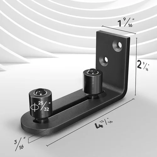 Miniatura 7 de EaseLife - Juego de 2 guías de suelo para puerta de granero, 2 opciones de montaje, sistema de montaje en pared, rodillo de rodamientos de bolas