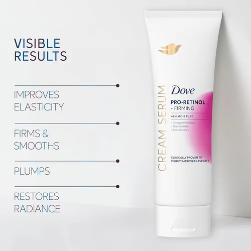 Miniatura 14 de Dove Suero Crema Pro-Retinol + Reafirmante para Elasticidad y Firmeza, con Péptidos de Colágeno, Niacinamida y Antioxidantes, Loción, 8 oz
