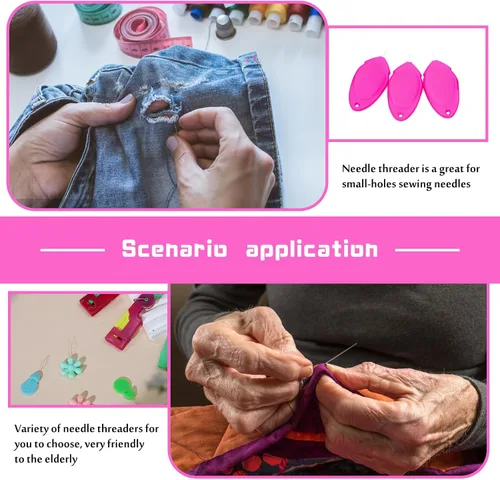 Miniatura 7 de Fedmut Enhebradores de agujas para coser a mano, herramienta de enhebrador de agujas de bordar, 20 piezas para coser a mano, máquina de coser