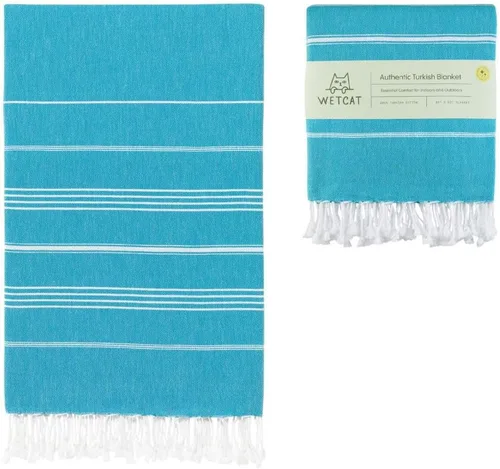 Miniatura 51 de WETCAT Toalla de playa original turca (39 x 71) – Peshtemal prelavado, 100% algodón, muy absorbente, de secado rápido y ultra suave, seguro