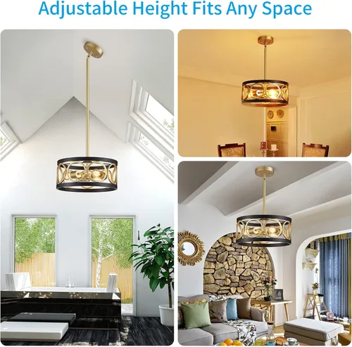 Miniatura 2 de XINGQI Candelabro moderno de 3 luces, lámpara colgante de 13", altura ajustable, accesorios de iluminación para comedor, dormitorio, sala de estar
