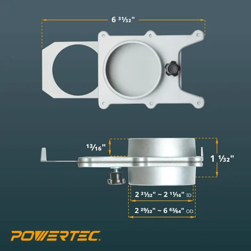 Miniatura 2 de Powertec 70108, compuerta de regulación de tiro de 4-pulgadas para colector de polvo y aspiradora