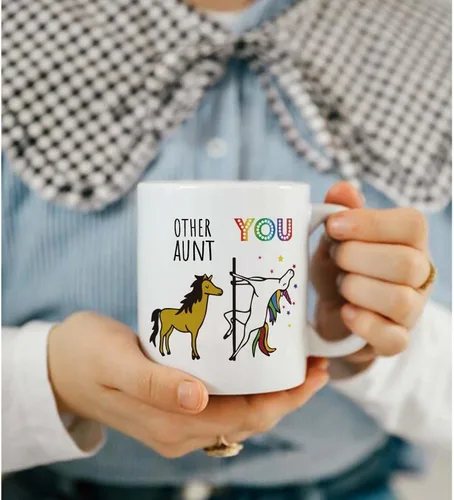 Miniatura 3 de Divertida taza de unicornio para tía, regalo inspirador de agradecimiento de sobrina sobrino, cumpleaños para nuevas tías y tías