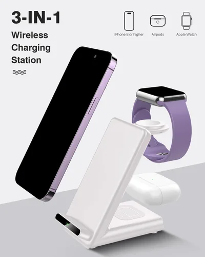 Miniatura 2 de Estación de carga inalámbrica, soporte de carga 3 en 1 hecho para Apple Watch Ultra 11 10 9 8 7 6 SE 5 4 3, cargador inalámbrico rápido hecho