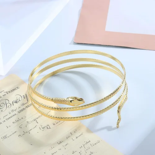 Miniatura 7 de THUNARAZ Gold Arm Cuff Bracelet for Women Arm Bracelet Upper Arm Band Bangle Bracelet Minimalist Simple Adjustable Greek Armlet Wedding Party Jewelry