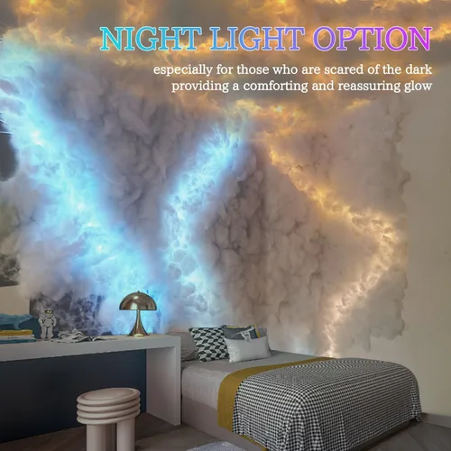 Miniatura 9 de FUSLITE Luz LED 3D Thundercloud, luces de nube de techo con control remoto, kit de bricolaje, nubes LED para techo, sala de juegos, dormitorio