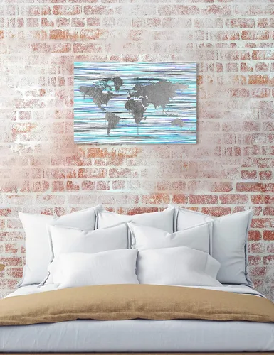 Miniatura 3 de The Oliver Gal Artist Co. Mapamundi Eclectic' Home Décor, 45" x 30", gris, púrpura