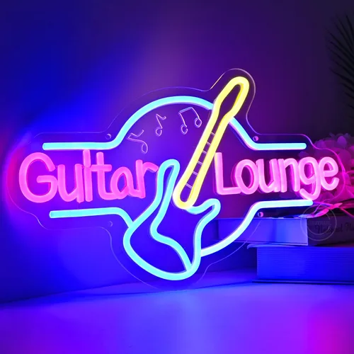 Miniatura 2 de Britrio Letrero de neón de guitarra, decoración de pared, sala de música en vivo, sala de bandas, sala de estar, oficina, dormitorio, hombre, cueva
