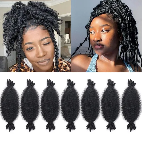 Miniatura 38 de 3 paquetes de cabello trenzado Marley Twist de 8 pulgadas, cabello afro twist elástico preseparado para rastas suaves de imitación, cabello