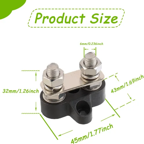 Miniatura 4 de M6 1/4 "Terminal Stud Battery Terminal Block 12-48V DC Bus Bar para RV Camper Barco