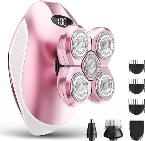 Miniatura 9 de Maquinilla de afeitar eléctrica para hombres, afeitadora eléctrica multifunción 5 en 1 para hombres, afeitadora de cabeza calva impermeable IPX7