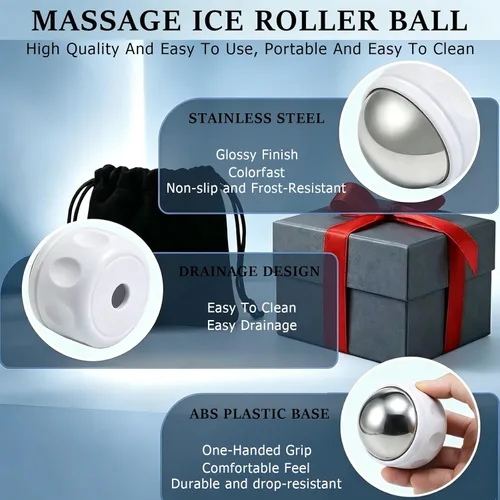 Miniatura 4 de Bola de rodillo de masaje frío – Regalo para padre para hombres, mujeres, adolescentes, niños, se mantiene frío durante 6 horas, regalo de Blanco