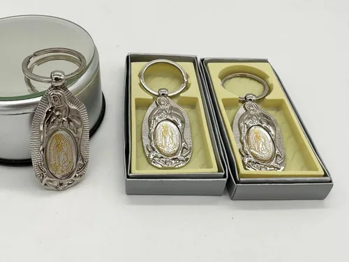 Miniatura 4 de RBN Llavero de la Primera Comunión Favor (12 PCS) Nuestra Señora de Guadalupe Bautismo Llavero Metal Recuerdos para Primera Comunión Bautizo