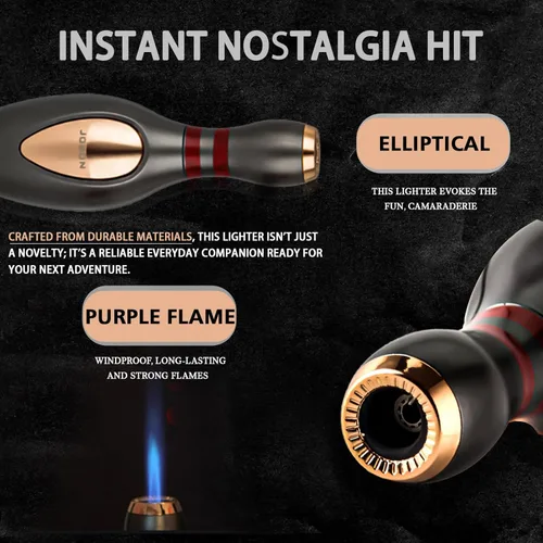 Miniatura 5 de WEQTETJU Encendedor de antorcha, fresco, único encendedor de boliche, ajustable, recargable, resistente al viento, regalo para hombres