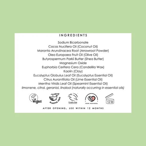 Miniatura 6 de The Natural Deodorant Co, Bálsamo desodorante activo menta y eucalipto 1.94 oz, sin aluminio, sin plástico, extra fuerte