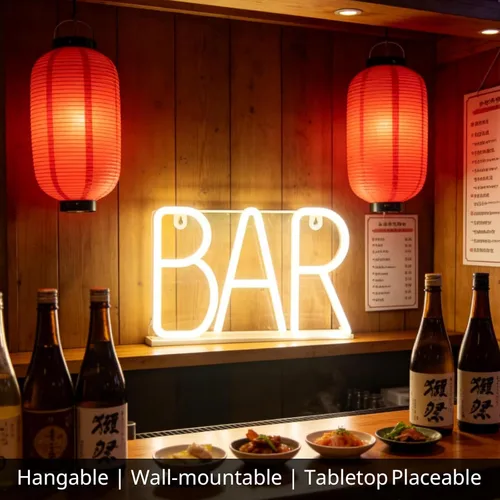 Miniatura 5 de Letrero de barra de neón, luces de marquesina iluminadas colgables, USB / pilas LED para pub, bar casero, cafeterías y tiendas de té, campamento