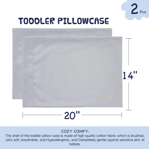 Miniatura 6 de EXQ Home - Fundas para almohada de niños pequeños 13x18, juego de 2 fundas de almohada de viaje, funda pequeña para almohada de bebé de 12x16, Gris