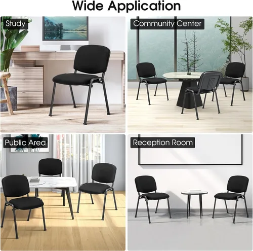 Miniatura 8 de COSTWAY Juego de 8 sillas de sala de espera, sillas de conferencias apilables con asiento y respaldo tapizados, sillas ergonómicas de recepción