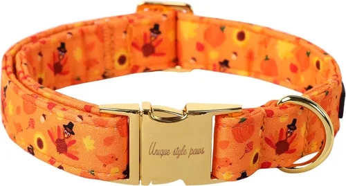 Miniatura 16 de Unique style paws - Collar para perro con hebilla de metal, naranja, duradero, lindo collar para perros pequeños, medianos y grandes