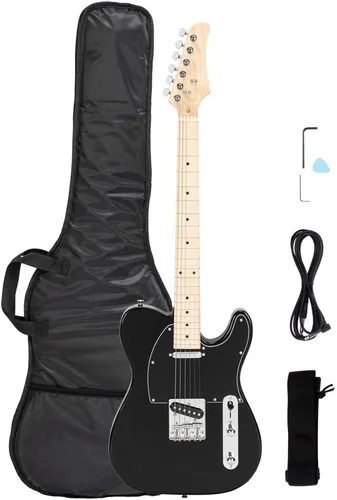 Guitarra eléctrica de 39 pulgadas, diapasón de arce para guitarra eléctrica SS Pickup Case y paquete de accesorios para principiantes paquete de