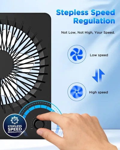 Miniatura 5 de EasyAcc Ventilador de escritorio con batería recargable, ventilador de viaje personal portátil de 6000 mAh, tiempo de funcionamiento máximo de 26