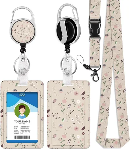 Miniatura 30 de Cordones azul bebé para llaves Portador de Insignias, Carrete de Insignias Retráctil con Clip de Mosquetón y Cordón Desmontable, Linda Tarjeta
