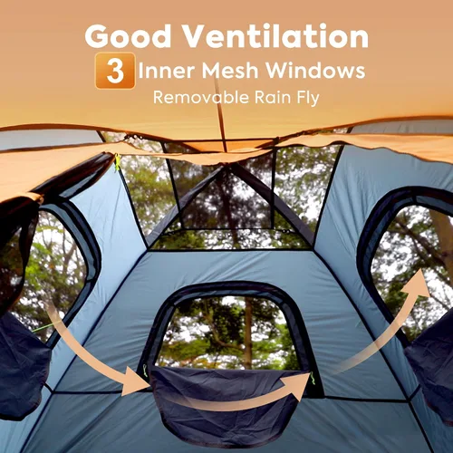 Miniatura 4 de ICECO Tiendas de campaña para habitación oscura para 4 personas, tiendas de campaña para acampar 3/4 personas, impermeable, resistente al viento