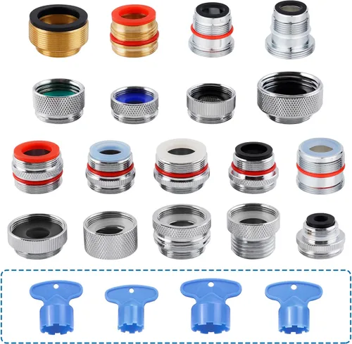 Miniatura 9 de Kit de adaptador de grifo de latón iFealClear de 11 piezas, adaptadores de aireador de fregadero de cocina se ajustan a grifos con aireadores