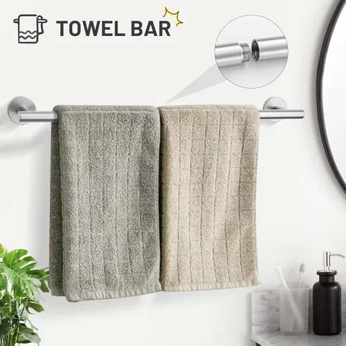 Miniatura 2 de TURS Juego de accesorios de baño de acero cepillado de 5 piezas, juego de barra de toalla de baño de acero inoxidable SUS304, kit de accesorios