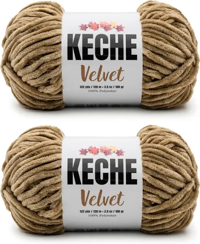 Miniatura 133 de Keche Hilo de terciopelo para ganchillo, manta de felpilla suave, voluminosa, hilo amigurumi, 3.53 oz (132 yardas), color azul bebé