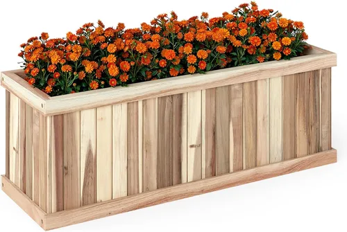 Miniatura 13 de Giantex Jardinera elevada para jardín o vegetales, maceta montada en ventana para jardín, caja de madera para plantar, 40 x 12 x 12 pulgadas