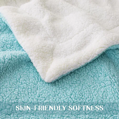 Miniatura 7 de Exclusivo Mezcla Manta reversible Sherpa para sofá, manta de forro polar gruesa y cálida para invierno, suave felpa esponjosa, 50 x 60 pulgadas