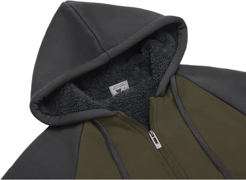 Miniatura 46 de GEEK LIGHTING Sudadera con capucha y cremallera para hombre, forro polar, chaqueta gruesa con capucha para invierno, cálida sudadera atlética