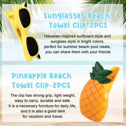 Miniatura 4 de Sieral 8 clips para toallas de playa, sillas de playa, piscina, clips para sillas, soporte de plástico resistente al viento, divertidas pinzas