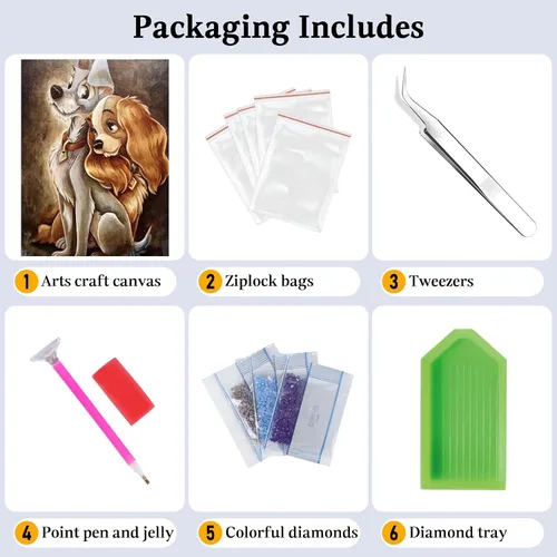 Miniatura 6 de Kits de Pintura de Arte de Diamante JAKI para Adultos - Kits de Pintura de Diamante de Perro, Arte de Diamante Cuadrado de Taladro Completo