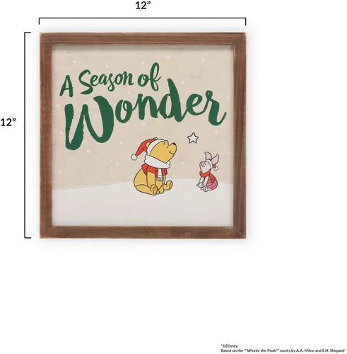 Miniatura 6 de Disney Winnie the Pooh and Piglet Season of Wonder - Decoración de pared de madera enmarcada - Adorable decoración navideña de Winnie the Pooh