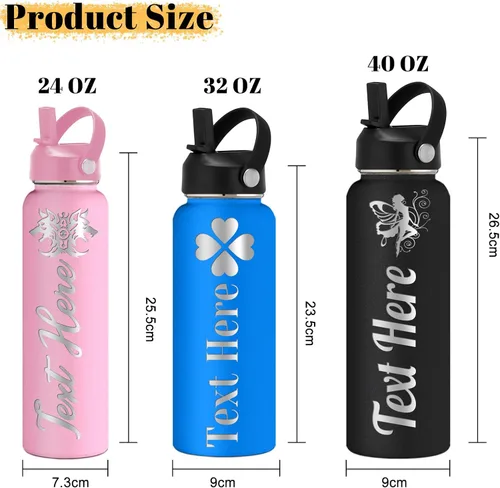 Miniatura 4 de Botella de agua personalizada para niños, botellas aisladas personalizadas de 24 onzas, botella de agua con nombre grabado personalizado