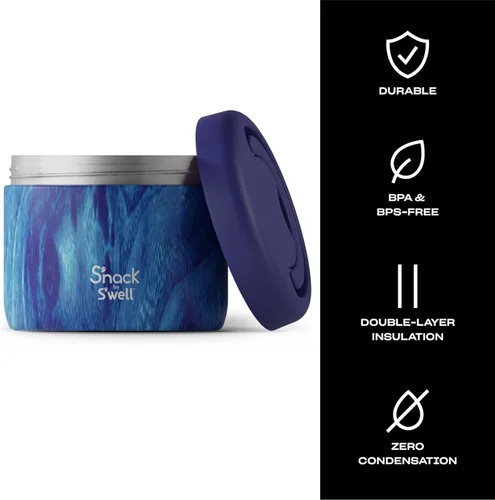 Miniatura 3 de S'nack by S'well - Recipiente de alimentos de acero inoxidable, 24 onzas, bosque azul, cuencos aislados de doble capa, sin BPA