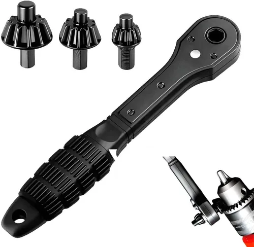 Miniatura 8 de Llave de trinquete 2 en 1, herramienta universal de repuesto de llave de portabrocas de doble cabezal para taladro, compatible con la mayoría