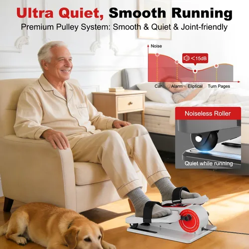 Miniatura 6 de TDH Under Desk Elliptical Machine,Electric Leg Exerciser as Seen on Tv for Seniors Adults,Portable Quiet Pedal Exerciser While Sitting with 12 Blanco
