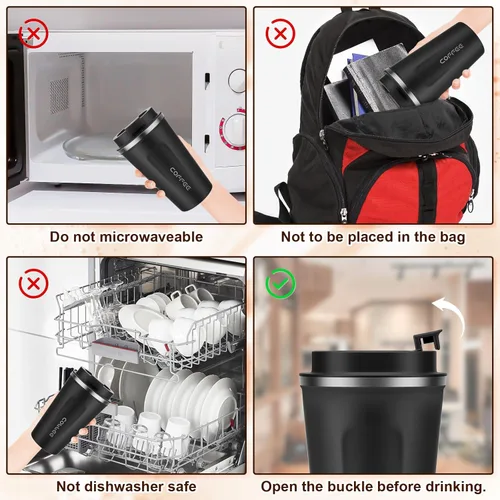 Miniatura 7 de MOMSIV Taza de viaje de 17 onzas, taza de café aislada con tapa a prueba de fugas, vaso reutilizable de doble pared de acero inoxidable al vacío