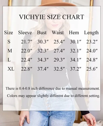 Miniatura 2 de VICHYIE Camisas de verano para mujer, cuello redondo, manga corta, acanaladas, ajustadas, casuales, básicas