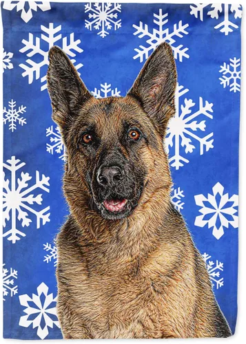 Miniatura 148 de Caroline's Treasures SC9374GF Bulldog English Snow flakes Holiday Garden Flag Buzón Bandera decorativa para patio exterior, patio, obras de arte