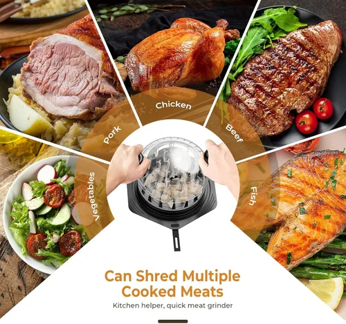 Miniatura 6 de Cleangor Trituradora de pollo, grande, sin BPA, con mango ergonómico, herramienta trituradora de alimentos antideslizante para cerdo, carne de res
