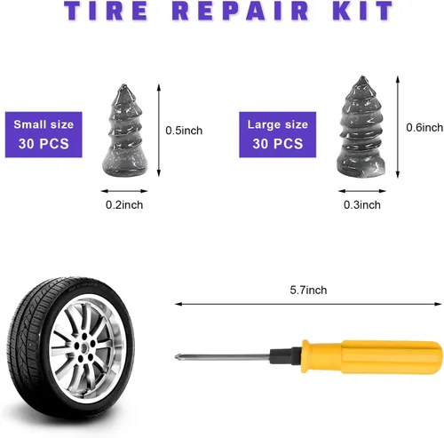 Miniatura 2 de Kit de 21 clavos de reparación de neumáticos, tornillos de perforación de neumáticos de autoservicio, herramienta rápida con destornillador, clavos