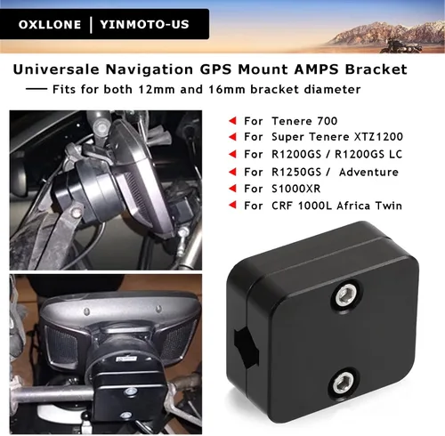 Miniatura 2 de Tenere 700 Navigator Holder 0.472 in/0.630 in GPS Soporte de teléfono móvil AMPS para R1200GS LC ADV R1250GS S1000XR CRF1000L F800GS (negro)