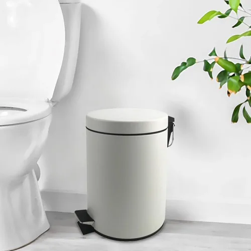 Miniatura 6 de Bote de basura pequeño de acero inoxidable con tapa y pedal de escalón, cubo de basura de cierre suave de 6 litros/1.6 galones con cubo