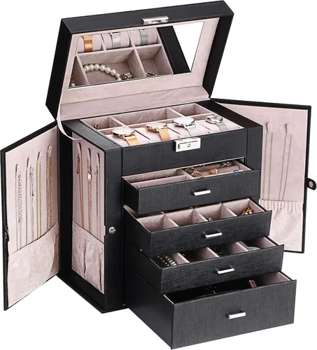 ANWBROAD Joyero con cajones extraíbles para mujer organizador de joyas grande de diferentes maneras para todas tus joyas estuche de joyería